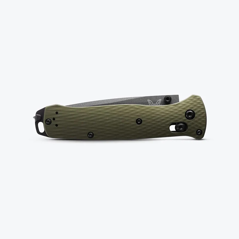 Benchmade Bailout Folding Knife Tungsten Gray CPM-M4 Blade Woodland Green Aluminum Handle - Image 2