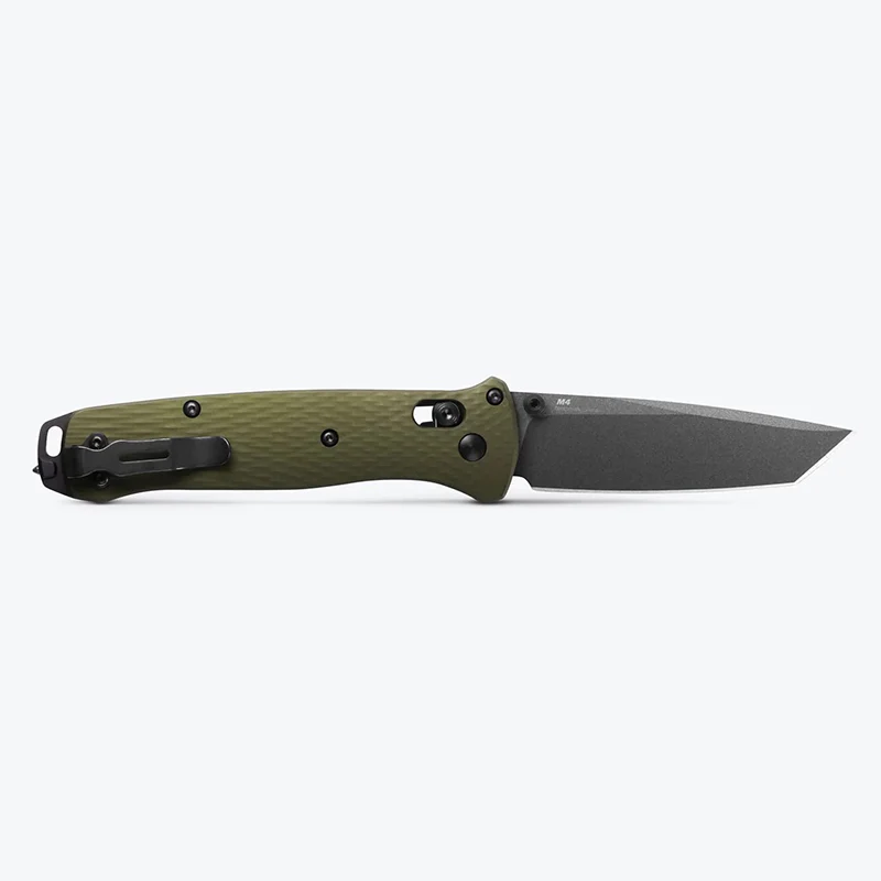 Benchmade Bailout Folding Knife Tungsten Gray CPM-M4 Blade Woodland Green Aluminum Handle - Image 3