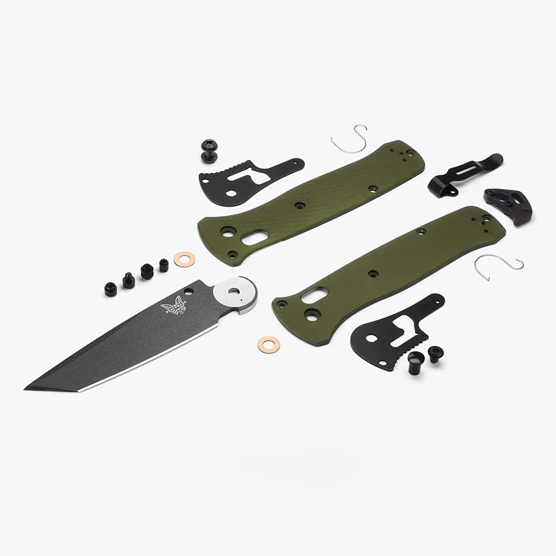 Benchmade Bailout Folding Knife Tungsten Gray CPM-M4 Blade Woodland Green Aluminum Handle - Image 5