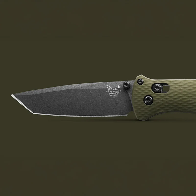 Benchmade Bailout Folding Knife Tungsten Gray CPM-M4 Blade Woodland Green Aluminum Handle - Image 7