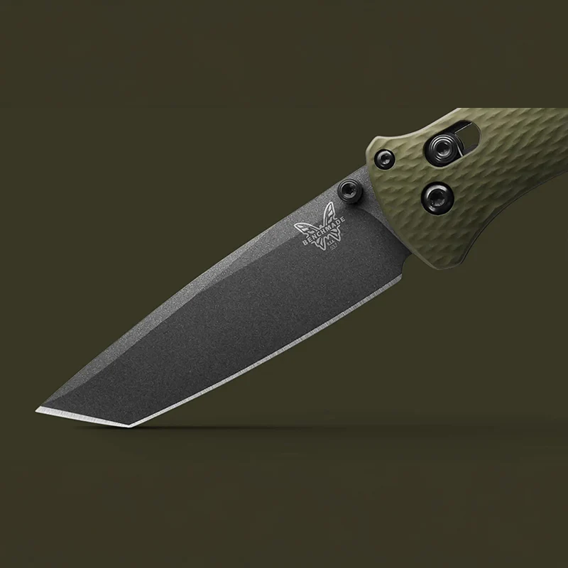 Benchmade Bailout Folding Knife Tungsten Gray CPM-M4 Blade Woodland Green Aluminum Handle - Image 8
