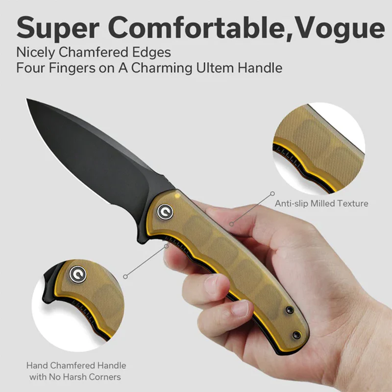 Civivi Mini Praxis - Mini Praxis CIVIVI Bead Blasted Ultem Handle Black D2 Blade - Image 4
