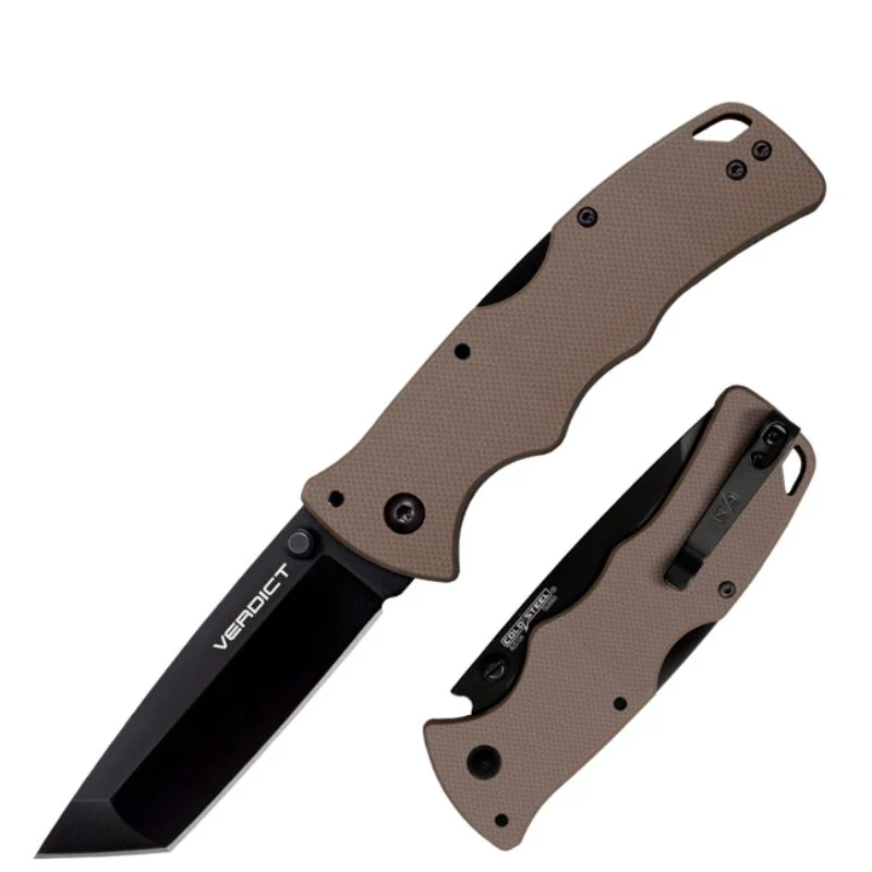 Cold Steel Verdict. Tanto Style Blade, AUS10A Blade Steel, FDE G10 Handle