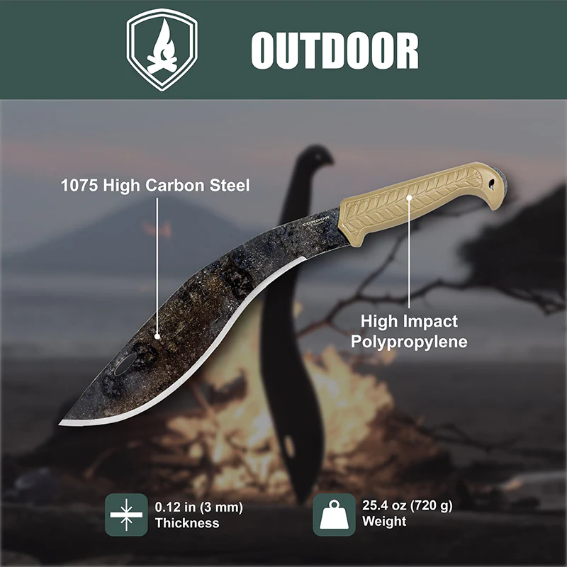 Condor Terrakukri 13.2" 1075 High Carbon Steel Full Tang Fixed Blade Polypropylene Handle WIth Sheath - Image 5