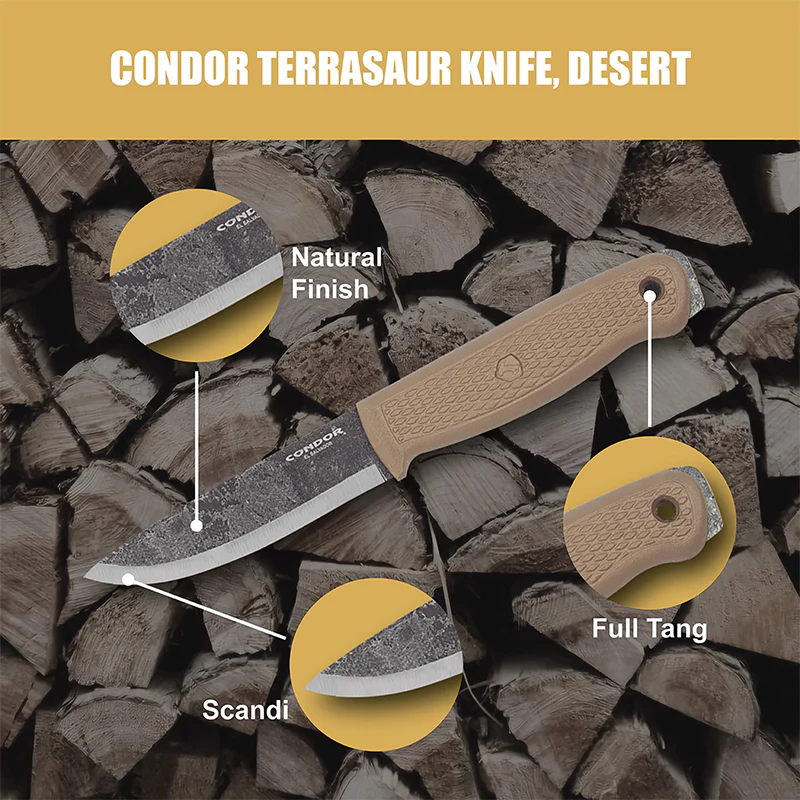 Condor Terrasaur Fixed Blade Knife 4.2" 1095 High Carbon Steel Poly Handle with Sheath - Image 8