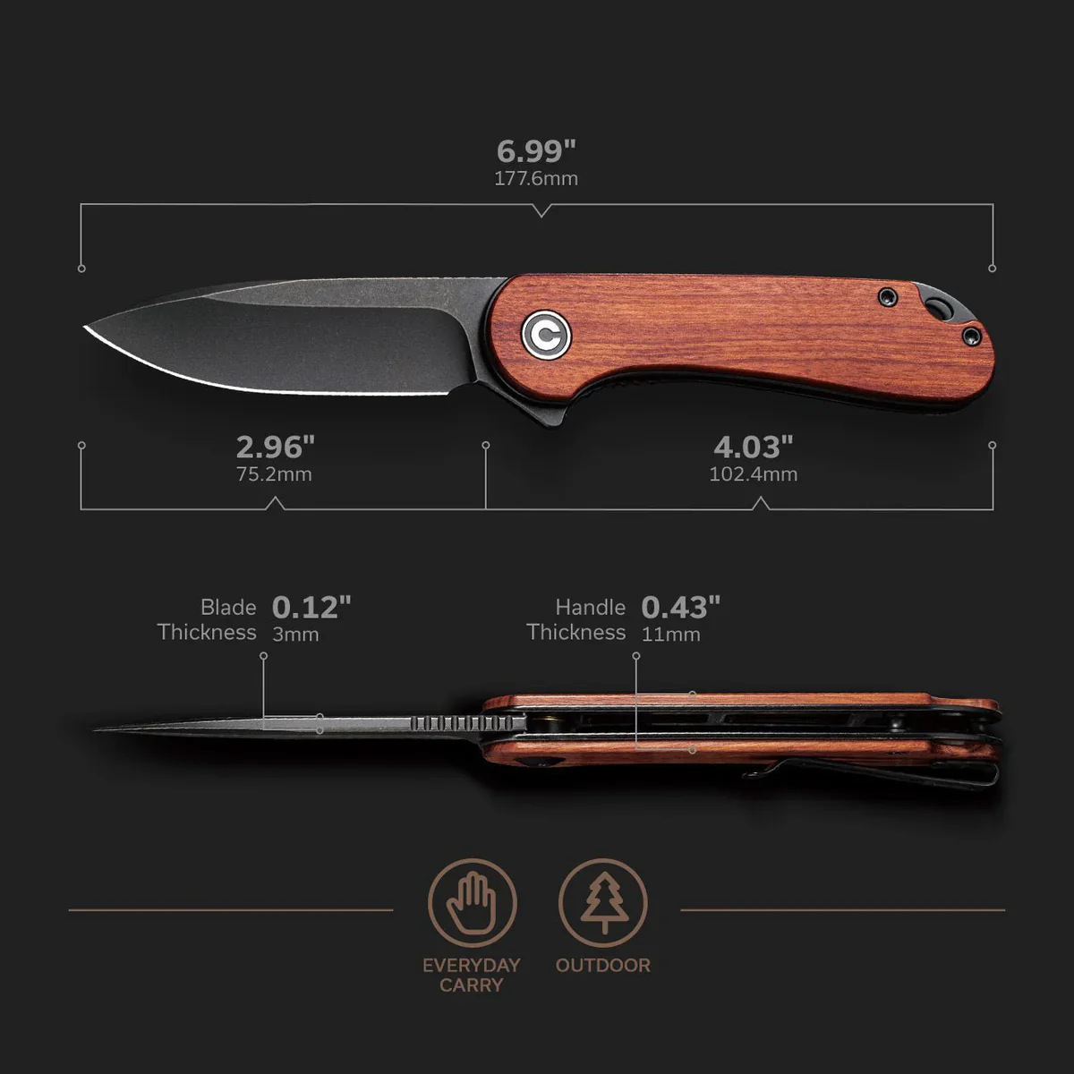 CIVIVI Elementum - Cuibourtia Wood Handle - Image 3