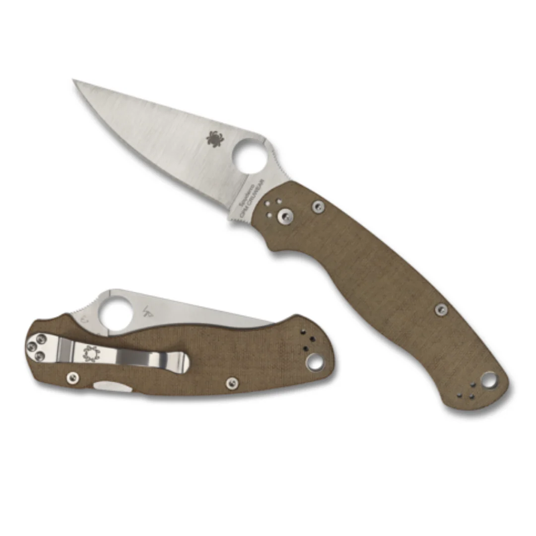Spyderco PARA MILITARY 2 Brown Canvas Micarta - C81MPCW2