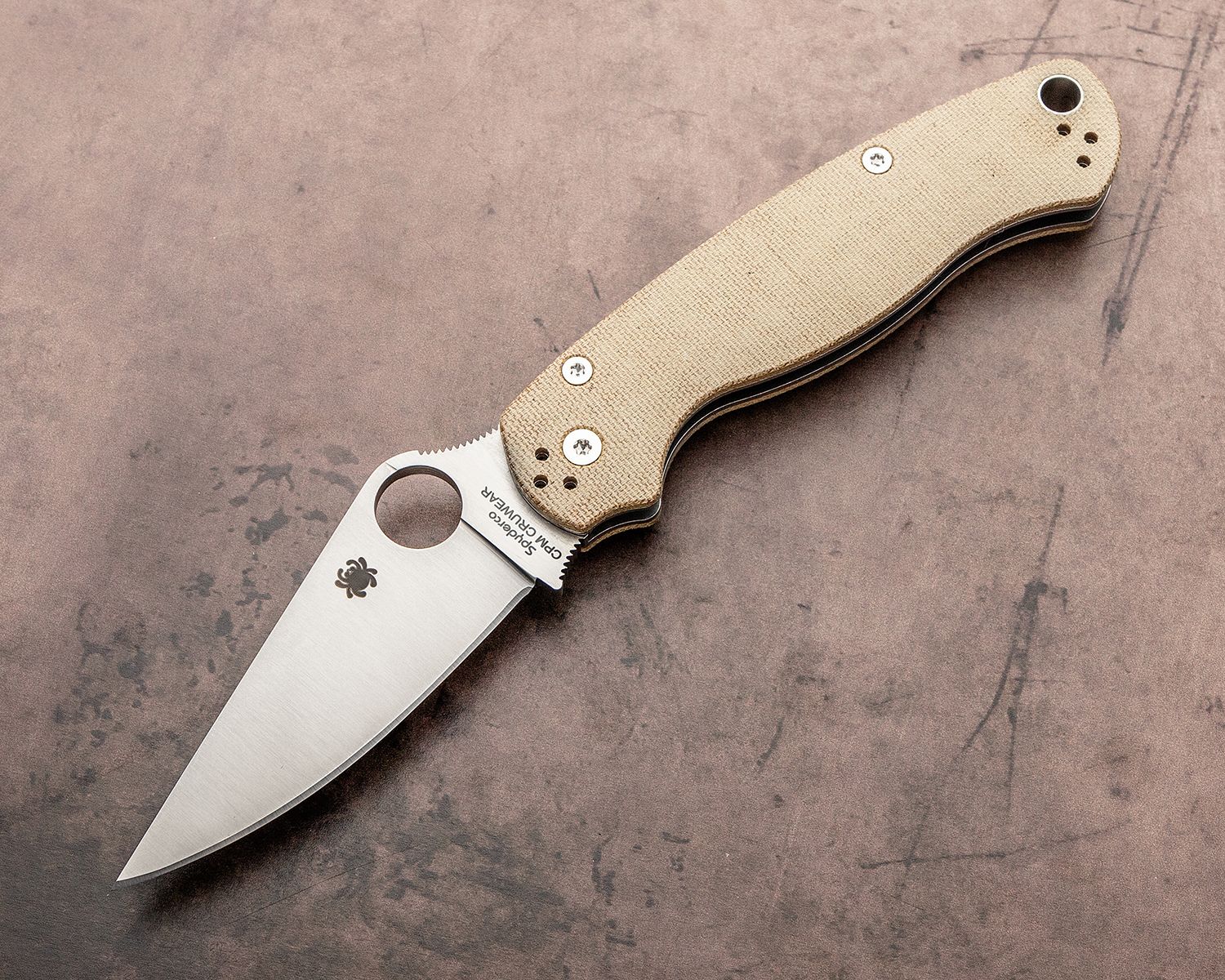 Spyderco PARA MILITARY 2 Brown Canvas Micarta - C81MPCW2 - Image 7