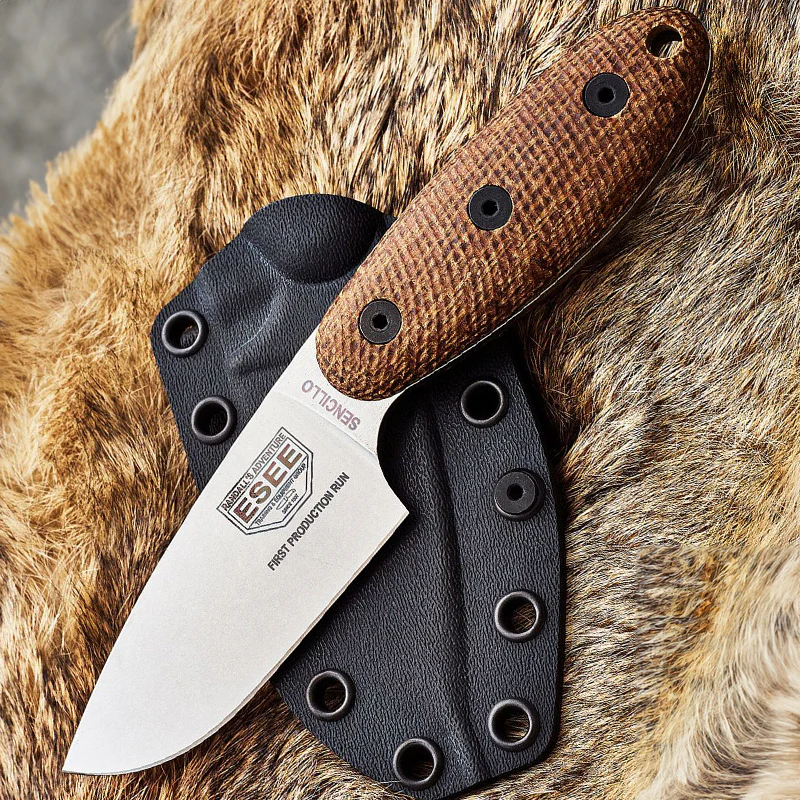 ESEE SENCILLO, A2 Blade, 3D Burlap Mircarta Handle, Kydex Sheath - Image 2