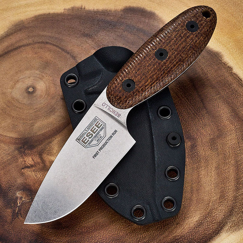 ESEE SENCILLO, A2 Blade, 3D Burlap Mircarta Handle, Kydex Sheath - Image 6