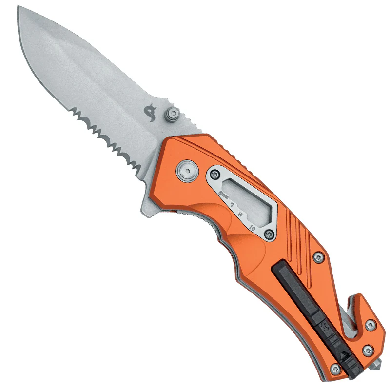 Fox Knives BlackFox Demand BF-784 OR, Rescue Knife with Orange Aluminum Handle