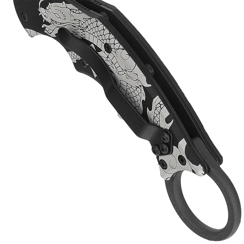 Fox Knives FX-599 ALB Black Folding Karambit, Graphic Art Handle - Image 4