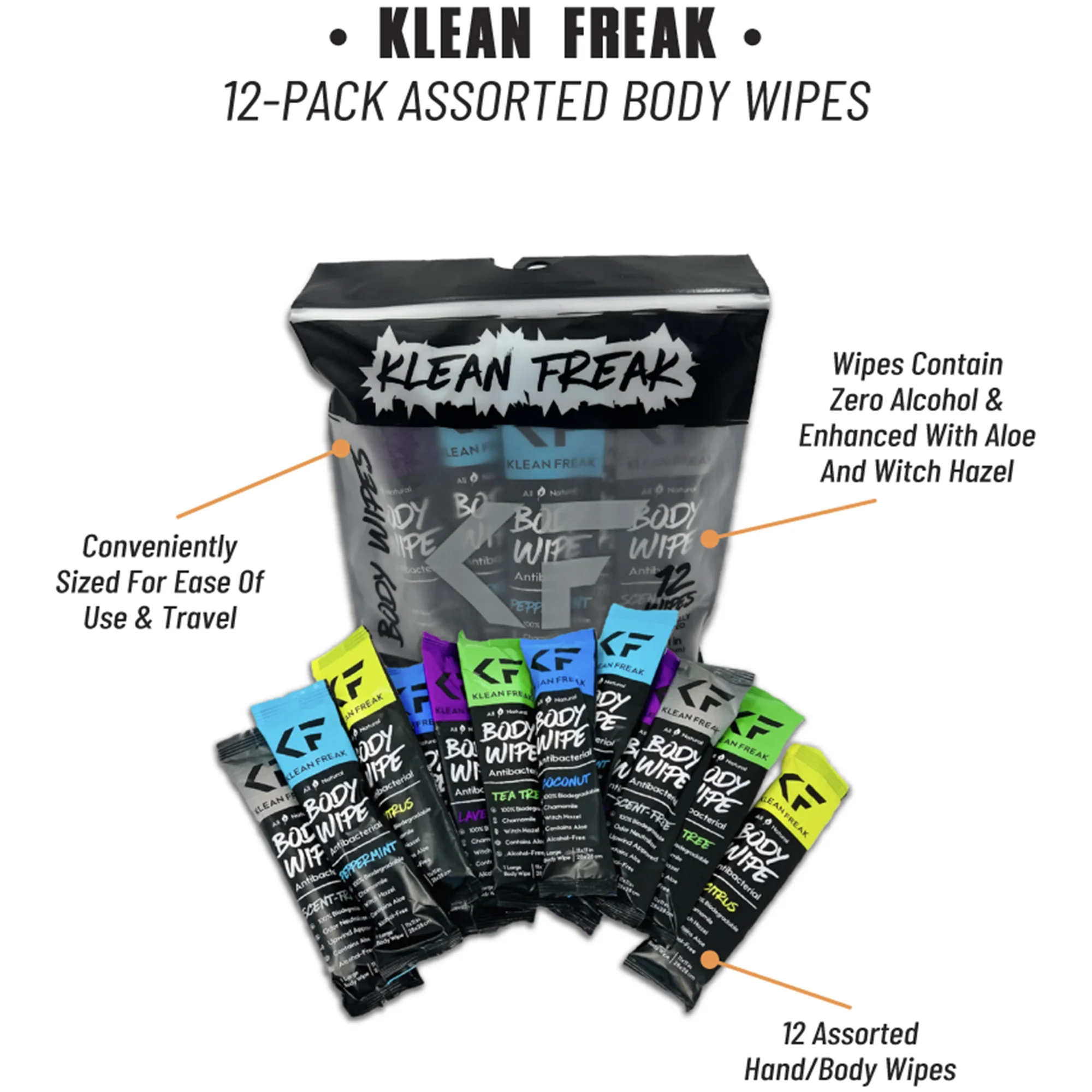 Klean Freak Body Wipes - 12 Pack Assorted - Image 3