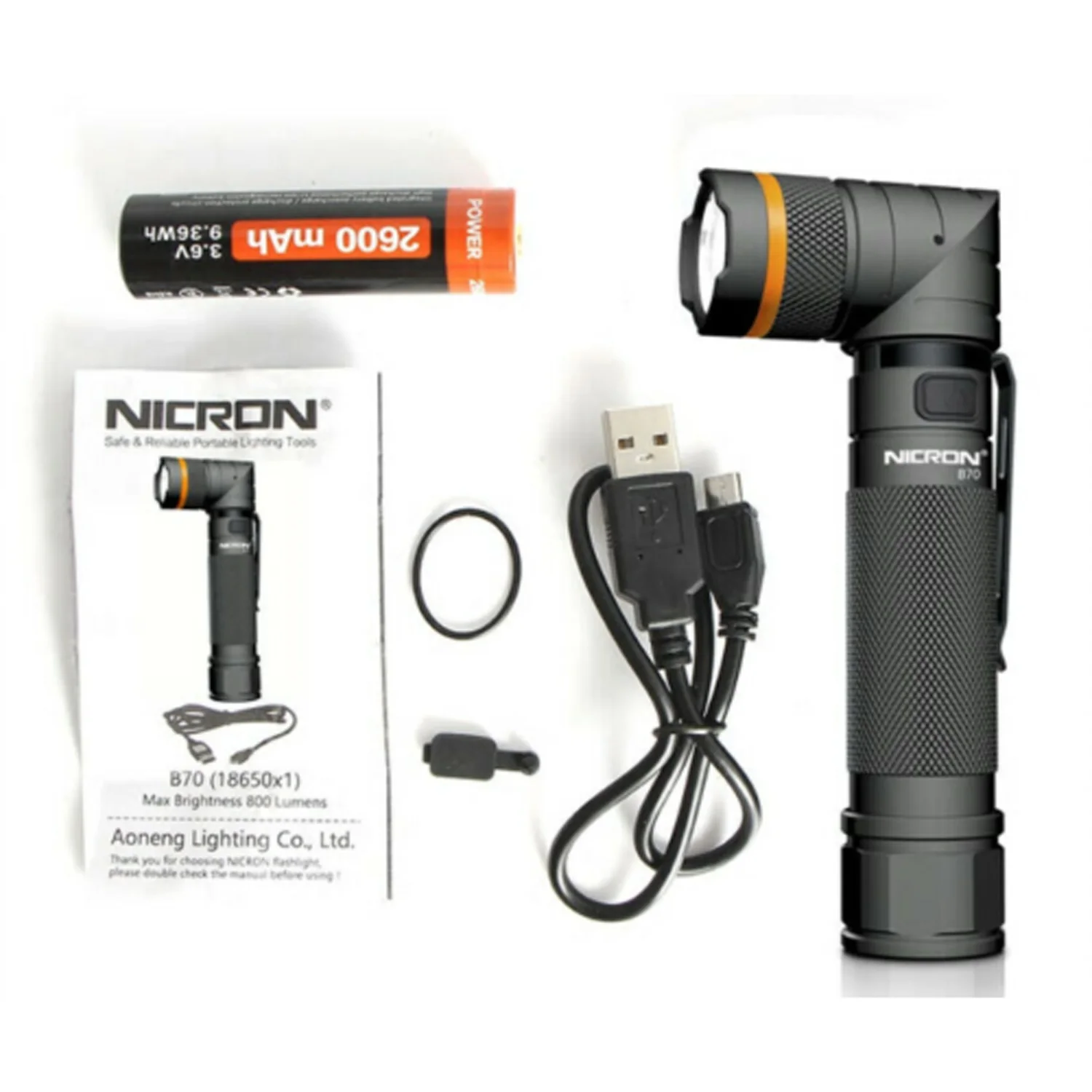 Nicron B70 Anglehead Rechargeable Flashlight - Image 3
