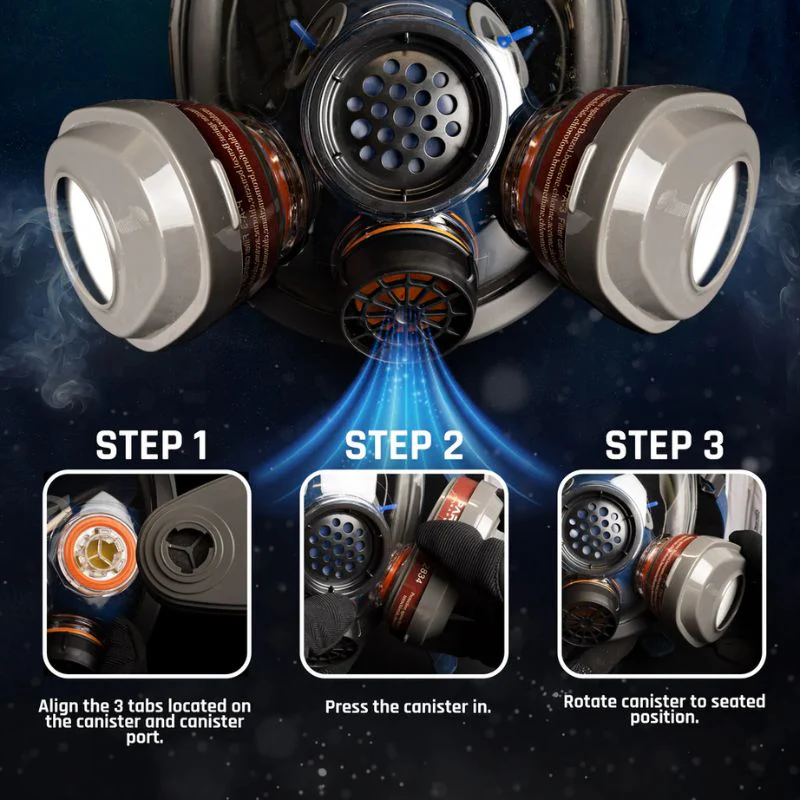 Parcil Safety PD-101 Full-Face Respirator Gas Mask With OV & Particulate Filtration - Image 6