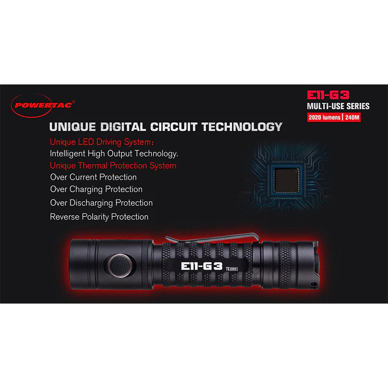 Powertac E11-Gen3 2020 Lumen Type-C Rechargeable EDC Flashlight - Image 6