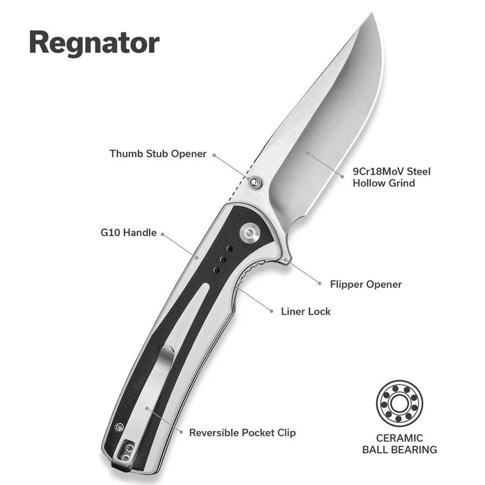 Sencut Regnator Folding Pocket Knife, 9Cr18MoV Clip Point Blade, Flipper & Thumb Stud Knife w/ G10 Handle - Image 32