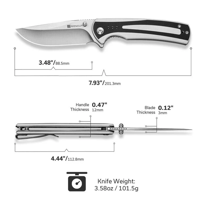 Sencut Regnator Folding Pocket Knife, 9Cr18MoV Clip Point Blade, Flipper & Thumb Stud Knife w/ G10 Handle - Image 33