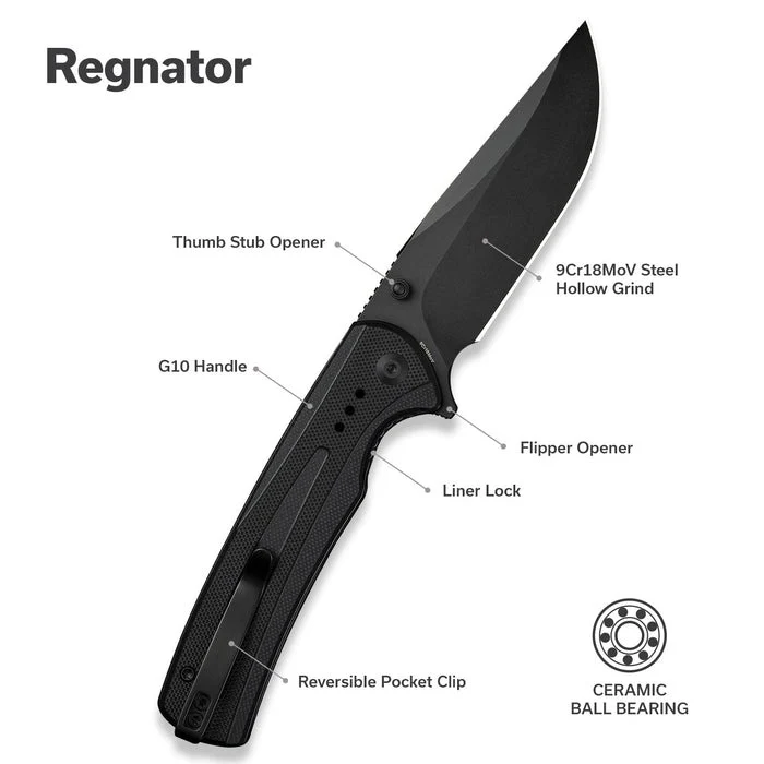 Sencut Regnator Folding Pocket Knife, 9Cr18MoV Clip Point Blade, Flipper & Thumb Stud Knife w/ G10 Handle - Image 6