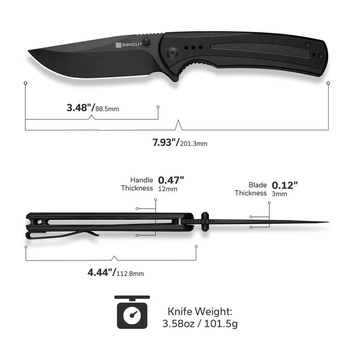 Sencut Regnator Folding Pocket Knife, 9Cr18MoV Clip Point Blade, Flipper & Thumb Stud Knife w/ G10 Handle - Image 7