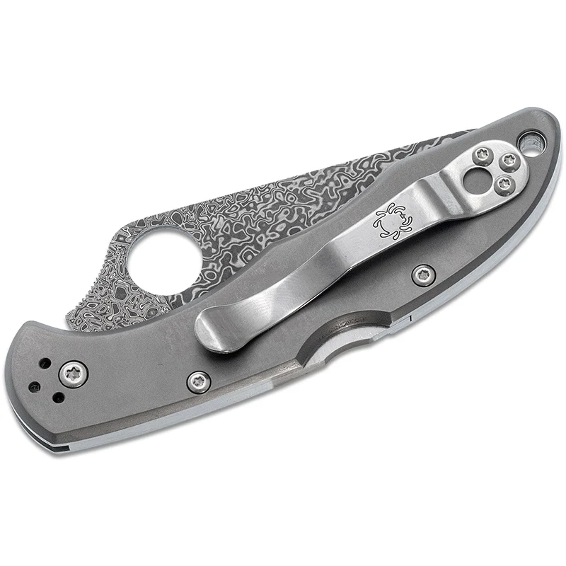 Spyderco Delica 4 - Titanium Handle Damascus Blade - C11TIPD* - Image 4