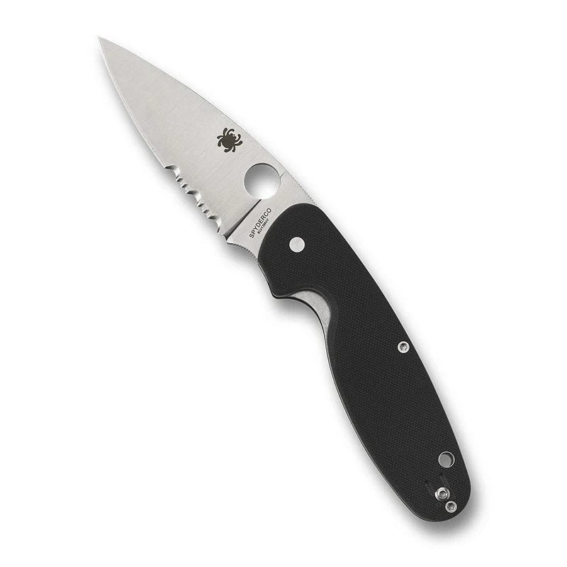 Spyderco Emphasis, 8Cr13MoV Steel Combination Edge Blade with Black G10 Handle, LinerLock Knife - Image 3