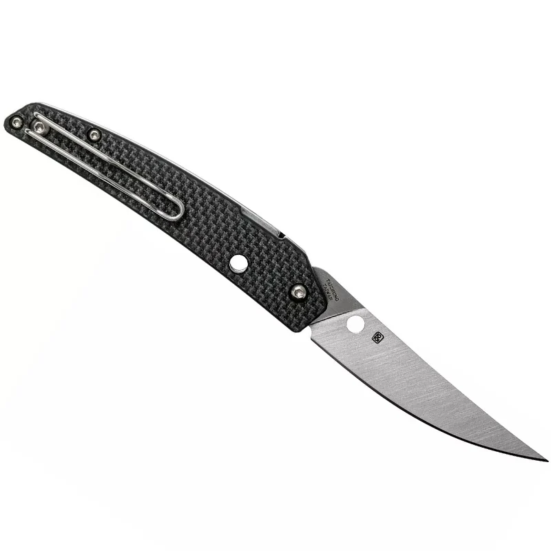 Spyderco Ikuchi Flipper - Carbon Fiber Black G-10 Laminate Handle - PlainEdge - C242CFP - Image 3
