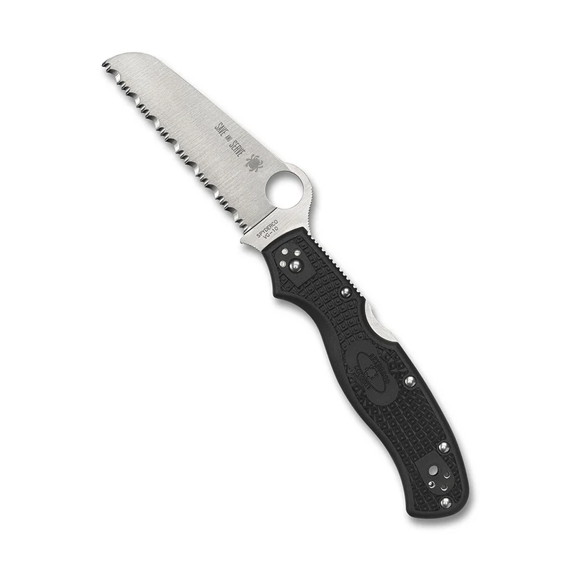 Spyderco Rescue 3 Thin Line, VG-10 Serrated Blade with Black FRN Handle, Back Lock Pocket Knife - Image 10