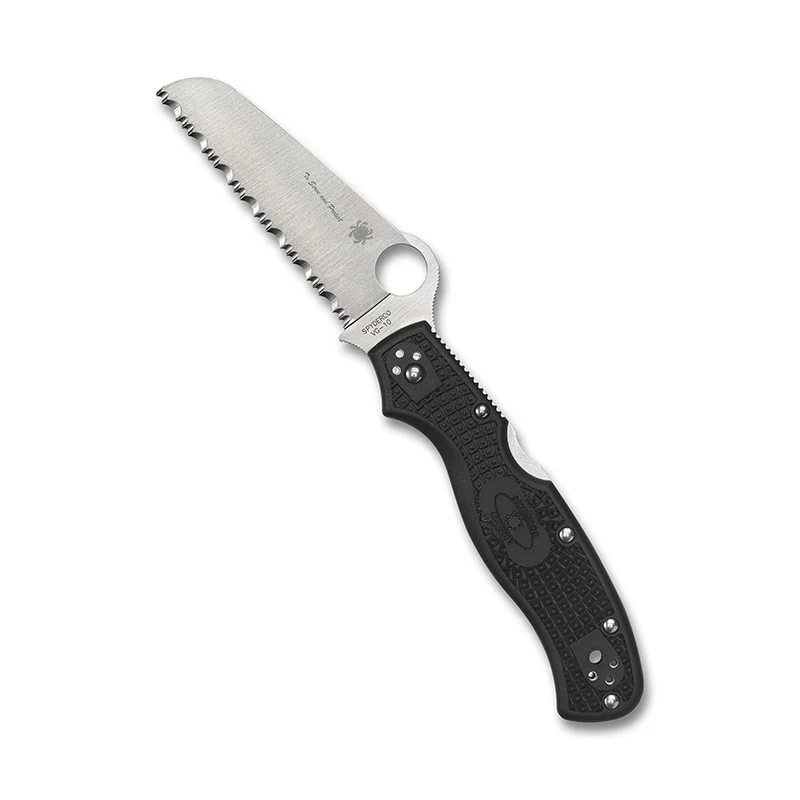 Spyderco Rescue 3 Thin Line, VG-10 Serrated Blade with Black FRN Handle, Back Lock Pocket Knife - Image 5