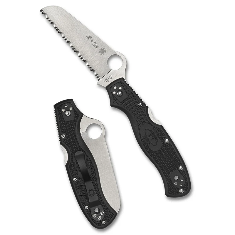 Spyderco Rescue 3 Thin Line, VG-10 Serrated Blade with Black FRN Handle, Back Lock Pocket Knife - Image 6