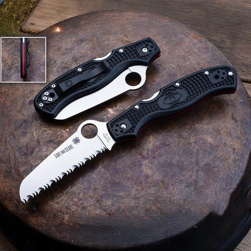 Spyderco Rescue 3 Thin Line, VG-10 Serrated Blade with Black FRN Handle, Back Lock Pocket Knife - Image 7