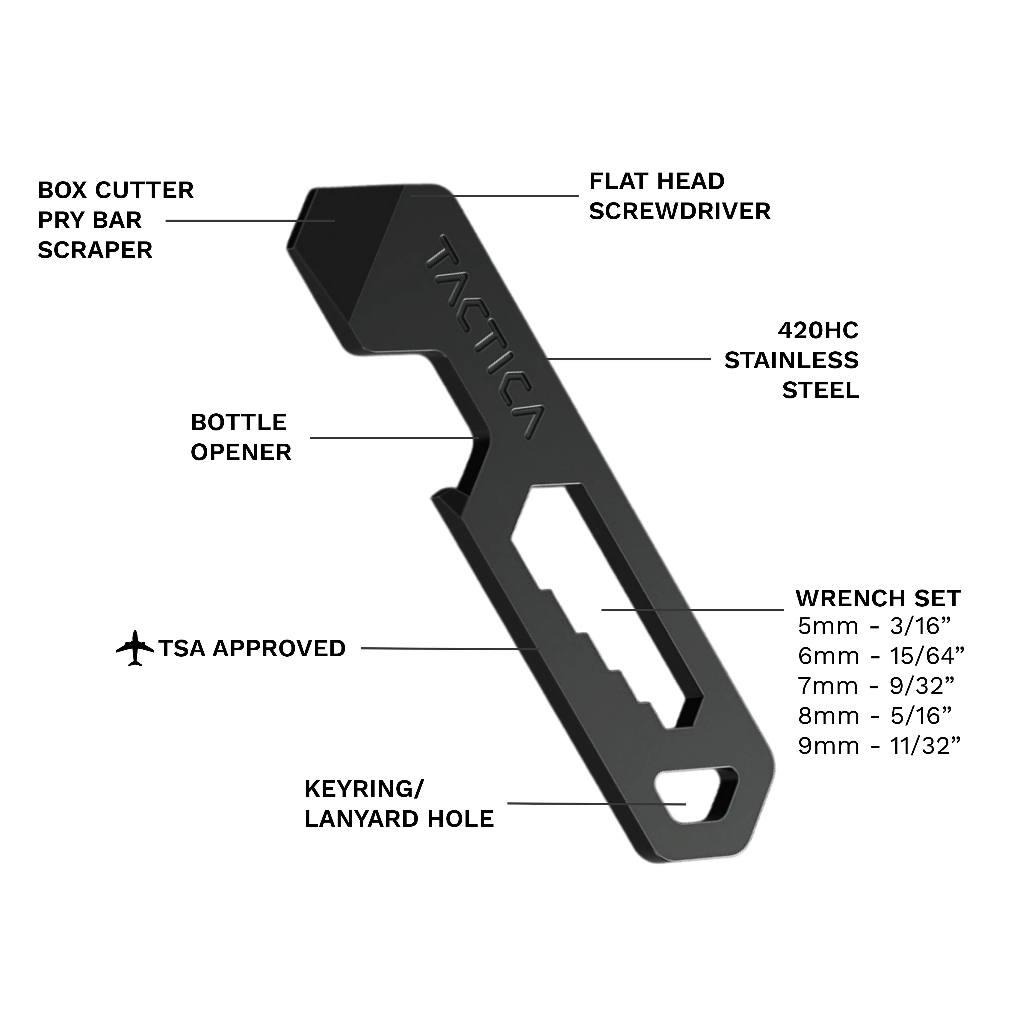 Tactica M.005 Micro Tool Ultralight Stainless Steel Pocket EDC Multitool - Image 2