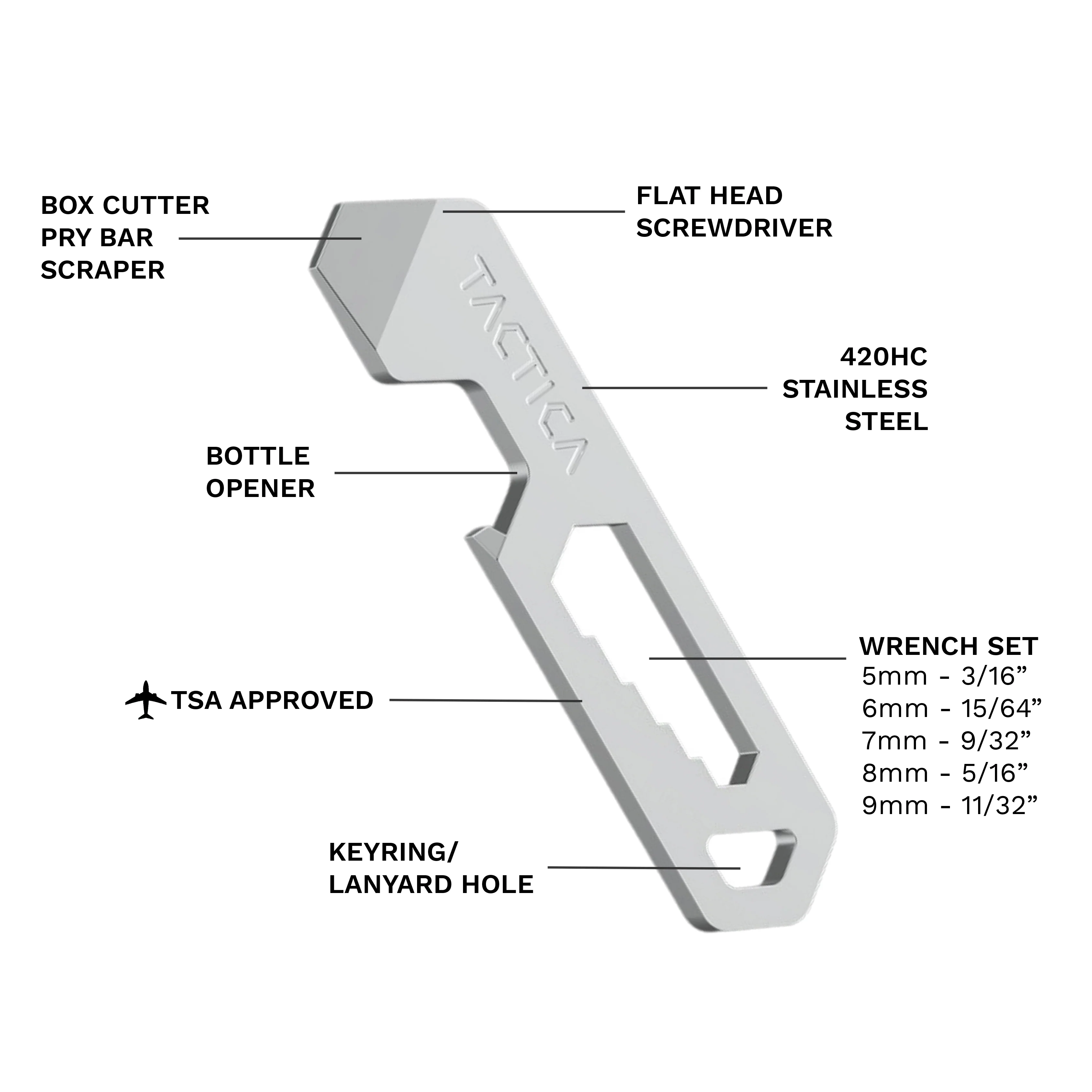 Tactica M.005 Micro Tool Ultralight Stainless Steel Pocket EDC Multitool - Image 9